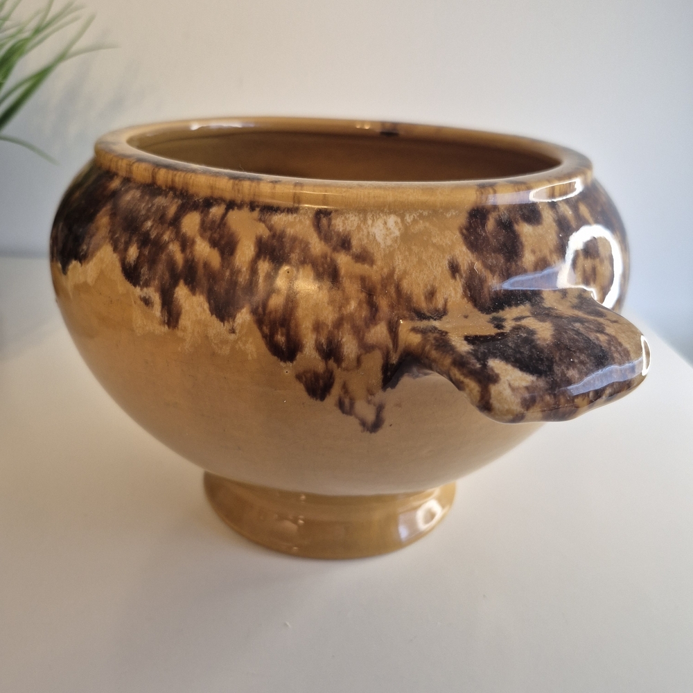 Handcrafted Vintage Beauceware Brown Ceramic Bowl Pottery Tureen 1960s Quebec